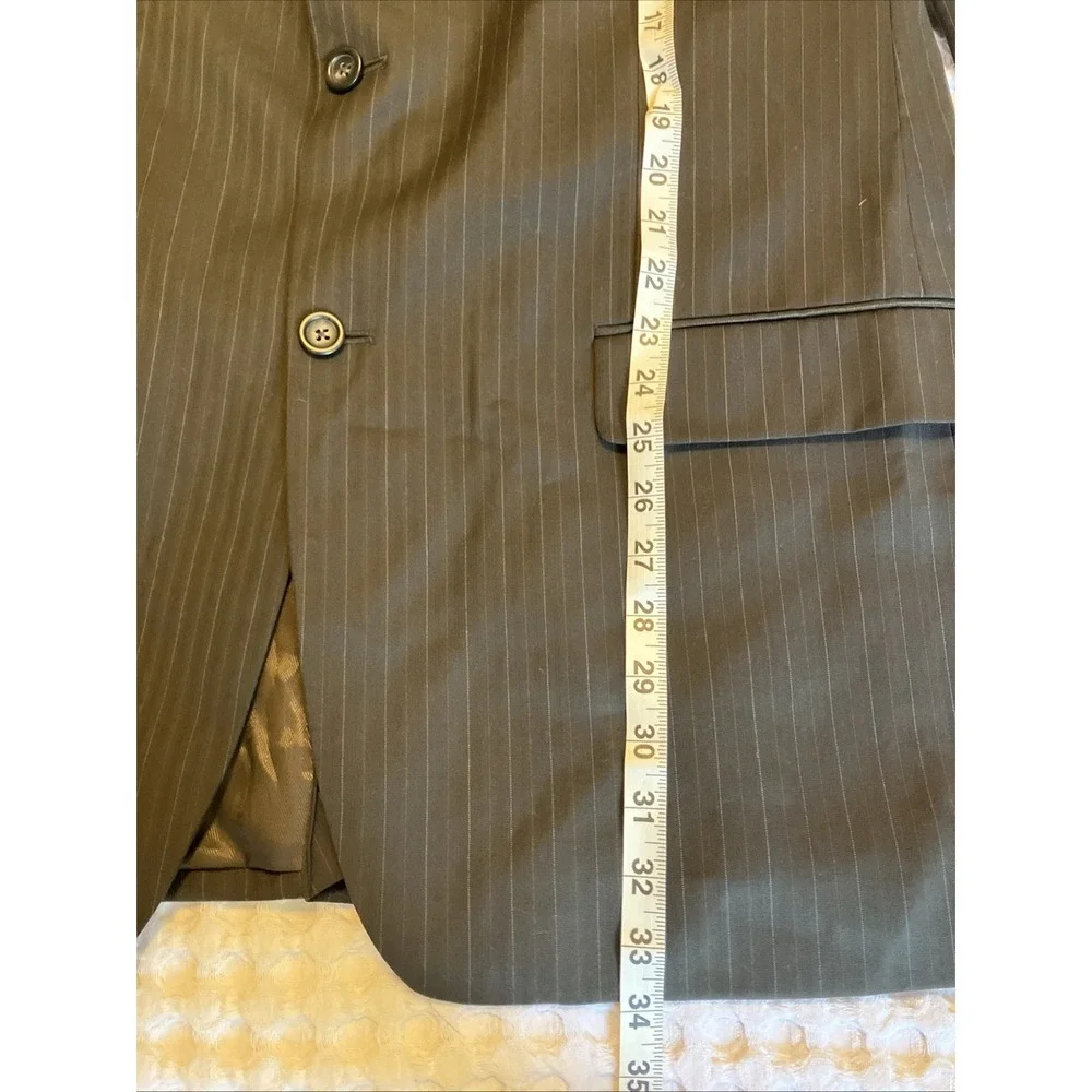 JOSEPH &‎ FEISS Super 100's Wool Pin Striped Dark Gray Blazer Size 46 Long
